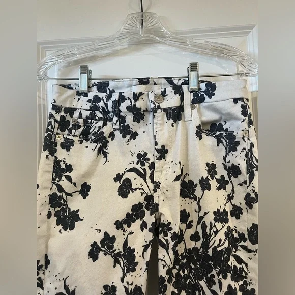 7 For All Mankind Womens Blue and White Floral Ankle Jeans, Size 28 - Picture 4 of 10